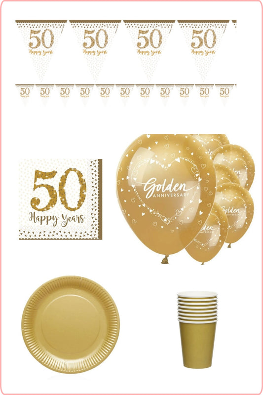 Golden Wedding Anniversary Party Kit
