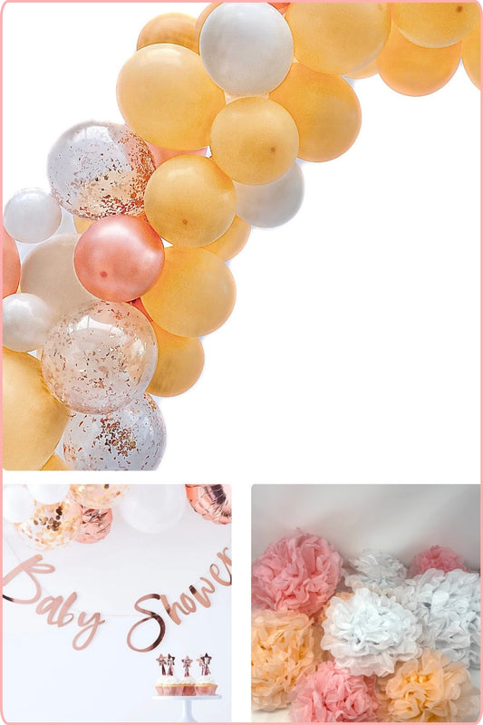 Rose Gold & Peach Baby Shower Decorations Kit