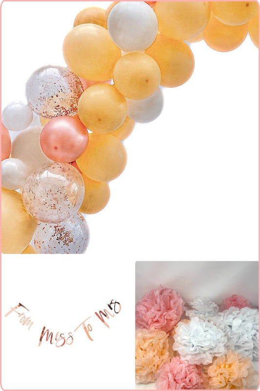 Rose Gold & Peach Hen Do Decoration Kit