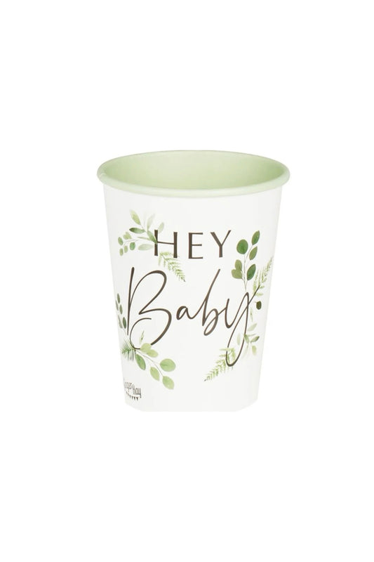 Botanical Baby Shower Paper Cups 8 Pack