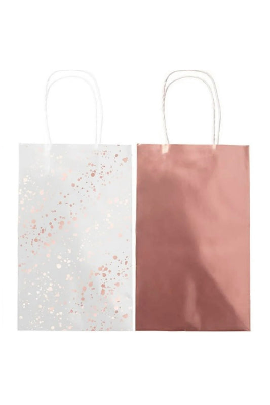 Rose Gold and White Party Bags 8 Pack