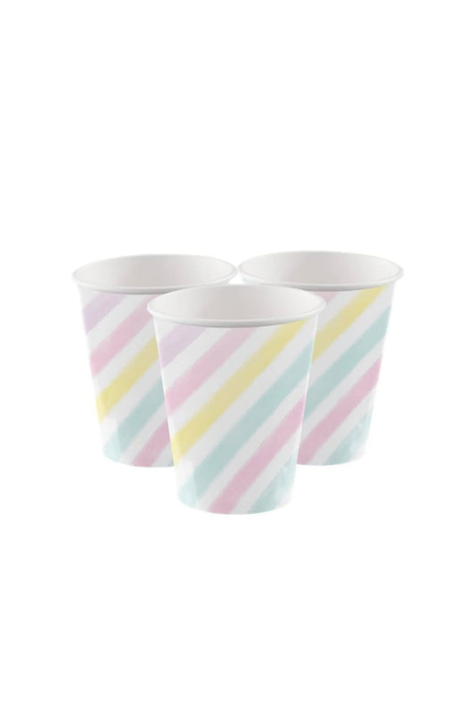 Pastel Striped Paper Cups 8 Pack