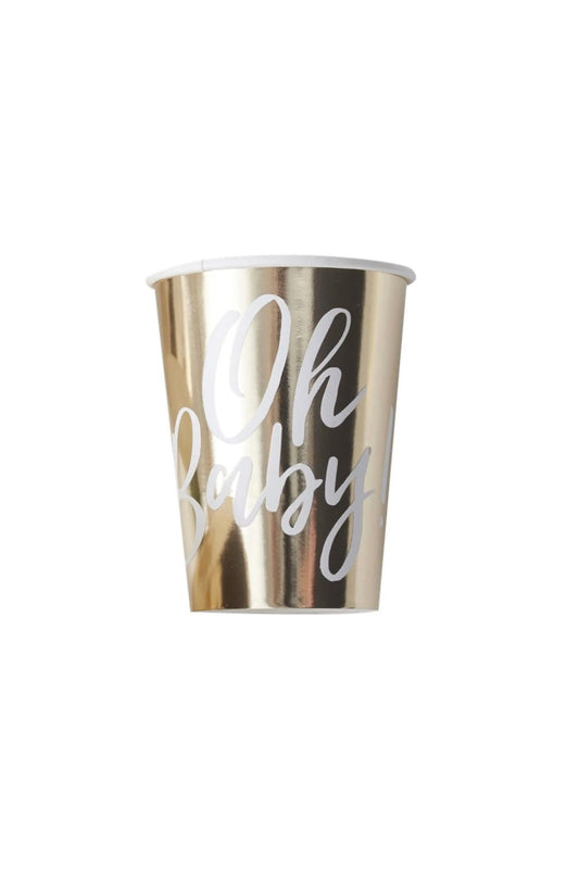 Gold Baby Shower Cups 8 Pack
